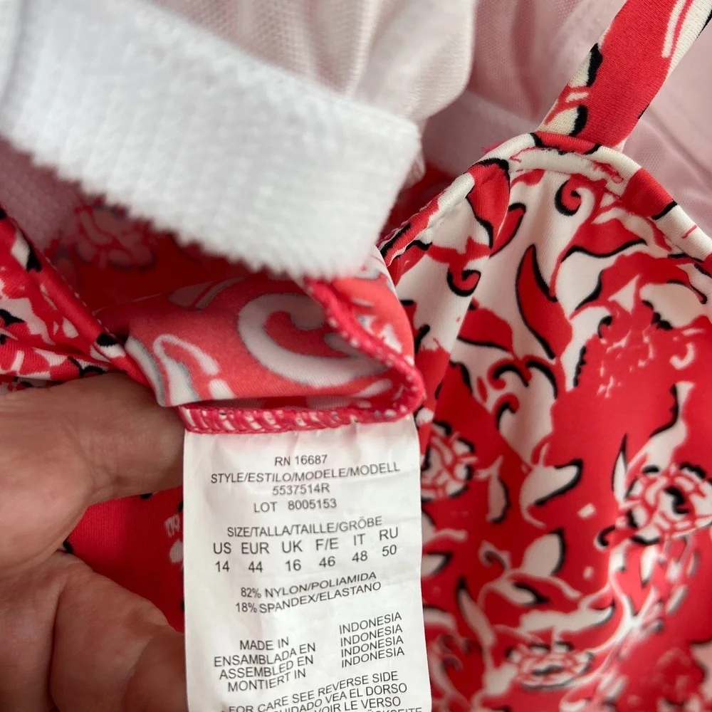 swim solutions ruffle tankini TOP tank swimsuit coral floral bathing suit 14 - Picture 6 of 7
